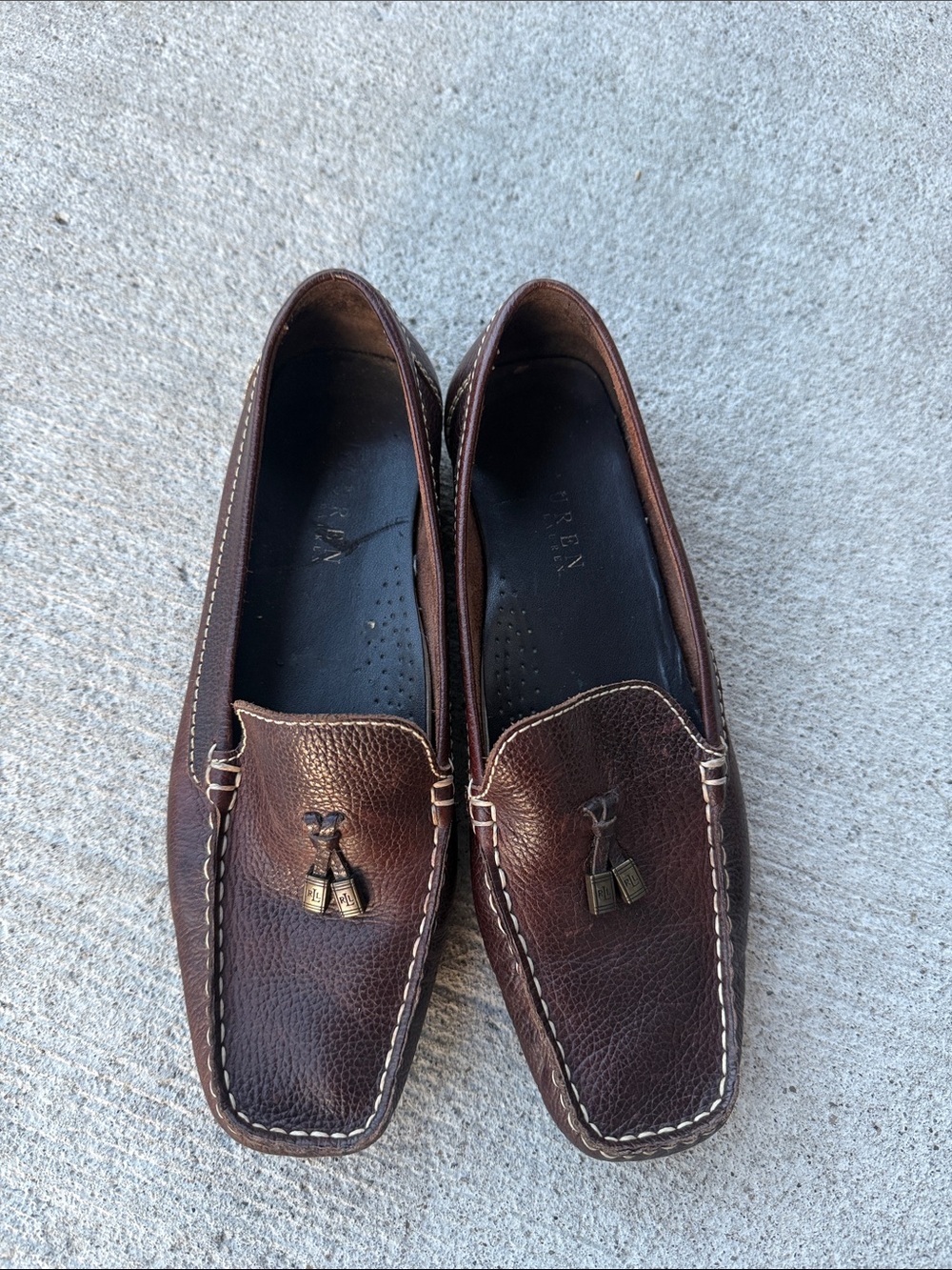 Lauren Ralph Lauren Chestnut Brown Leather Tassel Moccasins